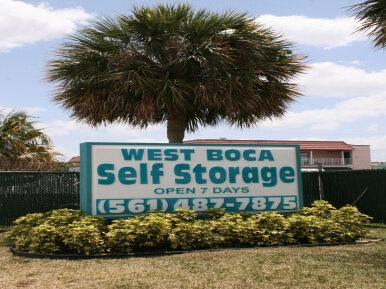 Entrance to West Boca Self Storage in Boca Raton, FL.